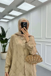 Sare Fashion Patterned Satin Suit Beige