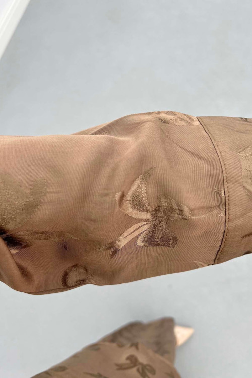 Sare Fashion Patterned Satin Suit Mink