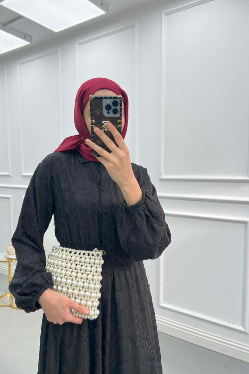 Patterned Glittery Dress Black