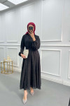 Patterned Glittery Dress Black
