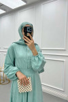 Patterned Glittery Dress Aqua Green