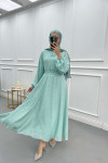 Patterned Glittery Dress Aqua Green