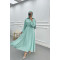 Patterned Glittery Dress Aqua Green
