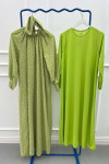 Patterned Glittery Dress Green