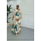 Sare Fashion Patterned Viscose Dress Beige