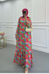 Sare Fashion Patterned Viscose Dress Fuchsia