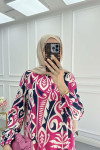 Sare Fashion Patterned Viscose Dress Fuchsia