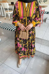 Sare Fashion Patterned Viscose Dress Mustard