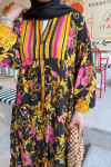 Sare Fashion Patterned Viscose Dress Mustard
