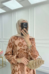 Sare Fashion Patterned Viscose Dress Brown