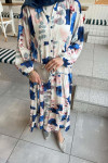 Sare Fashion Patterned Viscose Dress Dark Blue