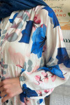 Sare Fashion Patterned Viscose Dress Dark Blue