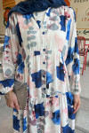 Sare Fashion Patterned Viscose Dress Dark Blue