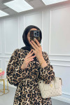 Sare Fashion Patterned Viscose Dress Leopard