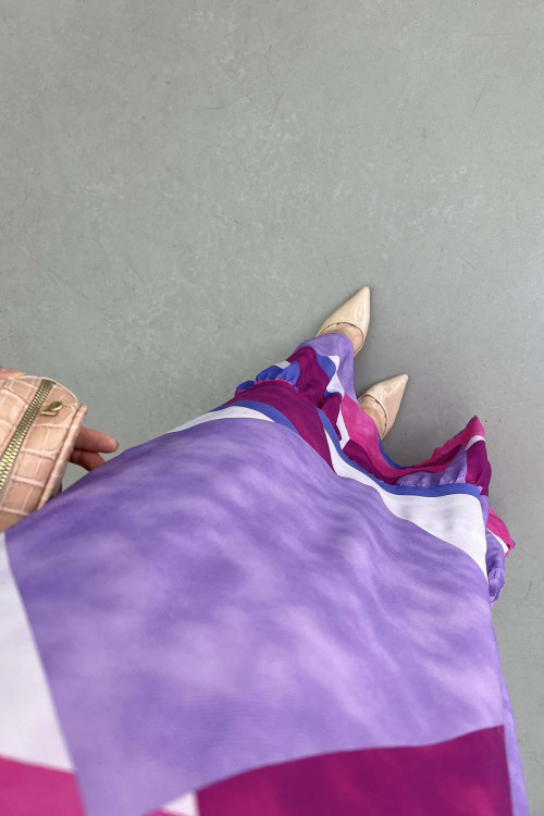 Sare Fashion Patterned Viscose Dress Lilac Sare Fashion Patterned Viscose Dress Lilac