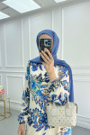 Sare Fashion Patterned Viscose Dress Blue