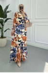 Sare Fashion Patterned Viscose Dress Blue
