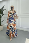 Sare Fashion Patterned Viscose Dress Blue