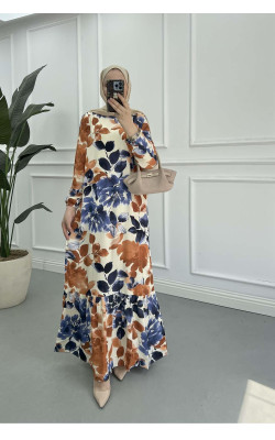 Sare Fashion Patterned Viscose Dress Blue