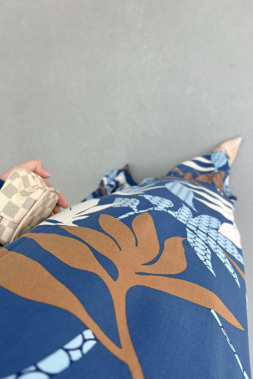 Sare Fashion Patterned Viscose Dress Blue