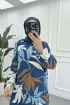 Sare Fashion Patterned Viscose Dress Blue