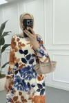 Sare Fashion Patterned Viscose Dress Blue