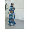 Sare Fashion Patterned Viscose Dress Blue