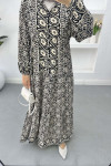 Patterned Viscose Dress Black