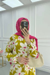 Sare Fashion Patterned Viscose Dress Oil Green