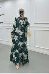 Sare Fashion Patterned Viscose Dress Green
