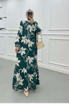Sare Fashion Patterned Viscose Dress Green
