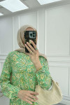 Sare Fashion Patterned Viscose Dress Green