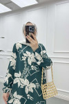 Sare Fashion Patterned Viscose Dress Green