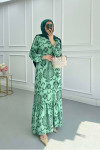 Sare Fashion Patterned Viscose Dress Green