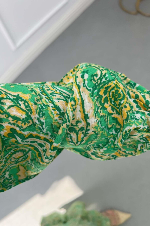 Sare Fashion Patterned Viscose Dress Green