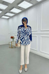 Sare Fashion Patterned Viscose Shirt Navy Blue