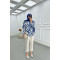 Sare Fashion Patterned Viscose Shirt Navy Blue