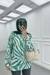 Sare Fashion Patterned Viscose Shirt Green