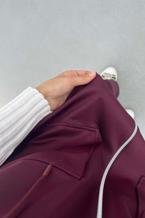 Sare Fashion Stand Collar Scuba Vest Set Claret Red Sare Fashion Stand Collar Scuba Vest Set Claret Red