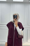 Sare Fashion Stand Collar Scuba Vest Set Claret Red Sare Fashion Stand Collar Scuba Vest Set Claret Red