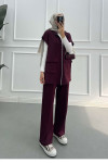 Sare Fashion Stand Collar Scuba Vest Set Claret Red Sare Fashion Stand Collar Scuba Vest Set Claret Red