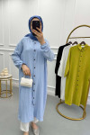 Textured Shirt Tunic Ice Blue
