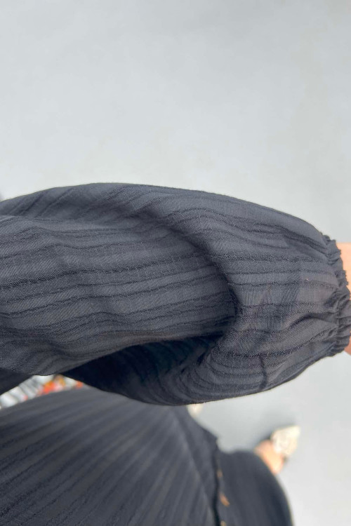 Textured Shirt Tunic Black