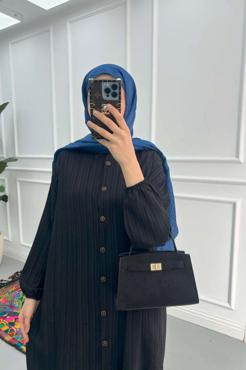 Textured Shirt Tunic Black