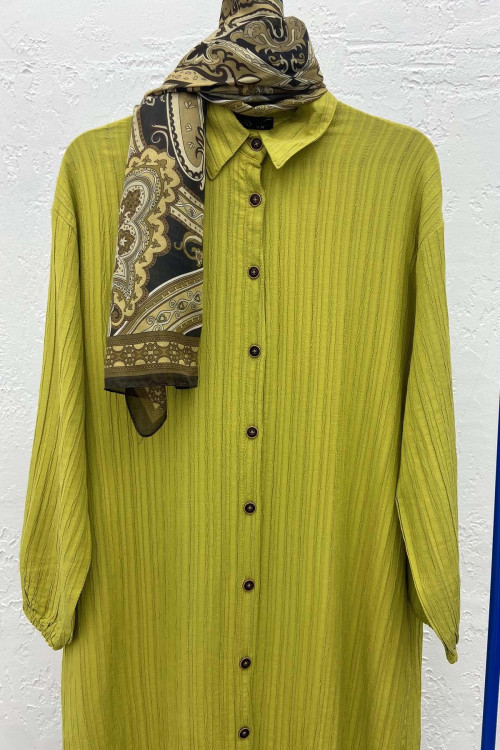Textured Shirt Tunic Oil Green