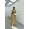 Sare Fashion Textured Fabric Brooch Belted Dress Khaki