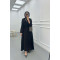 Sare Fashion Textured Fabric Brooch Belted Dress Black