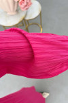 Sare Fashion Textured Fabric Elastic Sleeve Shirt Fuchsia