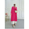 Sare Fashion Textured Fabric Elastic Sleeve Shirt Fuchsia