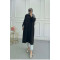 Sare Fashion Textured Fabric Elastic Sleeve Shirt Black
